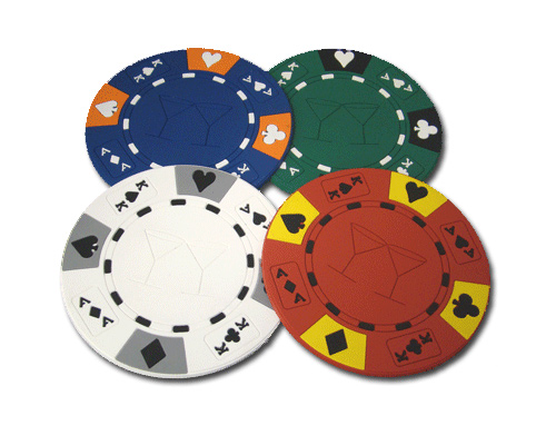 accessori di poker - 4 sottobicchieri poker chip coaster