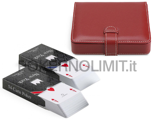 accessori di poker - astuccio carte juego poker set treviso rosso