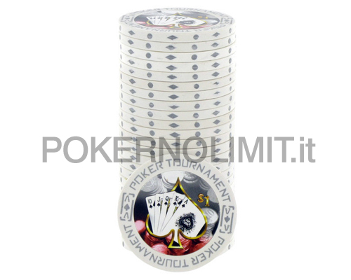 accessori di poker - blister 25 fiches bianche poker tournament clay chips