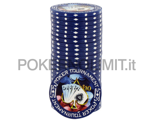accessori di poker - blister 25 fiches blu poker tournament clay chips