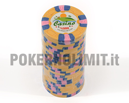 accessori di poker - blister 25 fiches gialle 3 color joker chips
