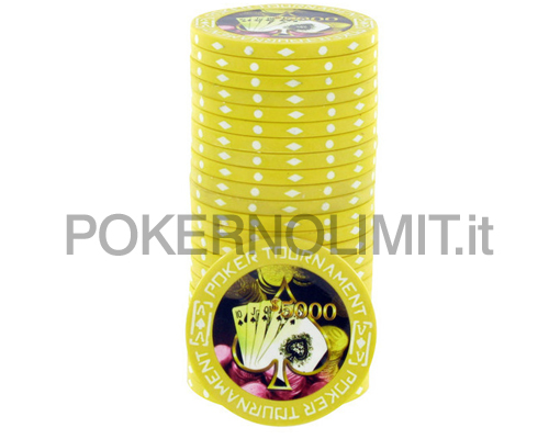 accessori di poker - blister 25 fiches gialle poker tournament clay chips