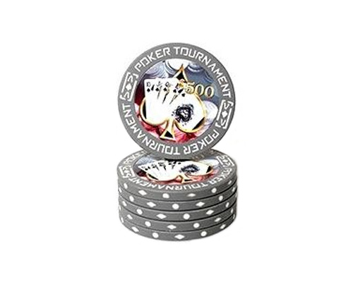 accessori di poker - blister 25 fiches grigie poker tournament clay chips