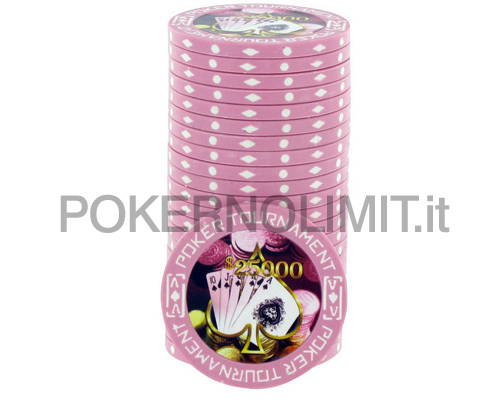accessori di poker - blister 25 fiches rosa poker tournament clay chips