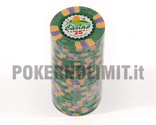 accessori di poker - blister 25 fiches verdi 3 color joker chips