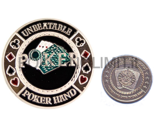accessori di poker - card guard unbeatable poker hand  silver