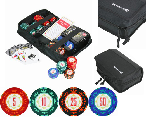accessori di poker - cartamundi compact poker set viaggio 150 fiches clay