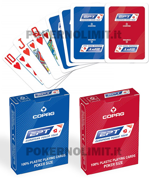 Carte Copag EPT Jumbo Index - 100% Plastica Dorso Rosso + Blu - carte poker