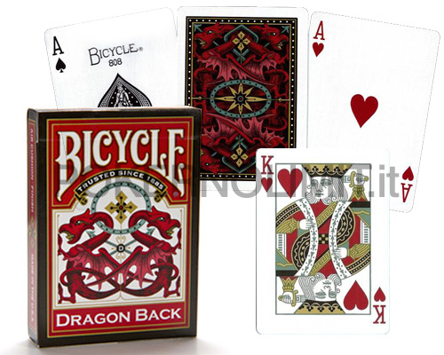 accessori di poker - carte da poker bicycle dragon back rosso