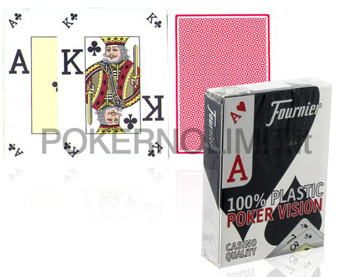 accessori di poker - carte fournier poker vision in plastica dorso rosso