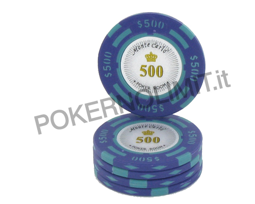accessori di poker - monte carlo blister 25 fiches blue clay con metal insert