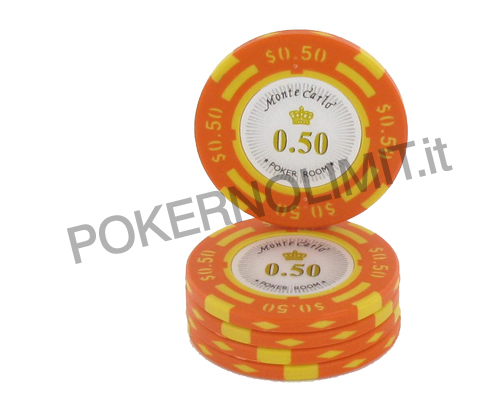 accessori di poker - monte carlo blister 25 fiches orange clay con metal insert
