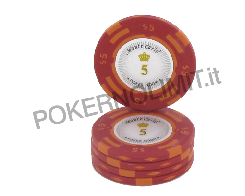 accessori di poker - monte carlo blister 25 fiches red clay con metal insert