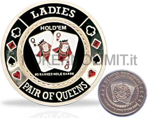 accessori di poker - poker card guard pair of queens silver