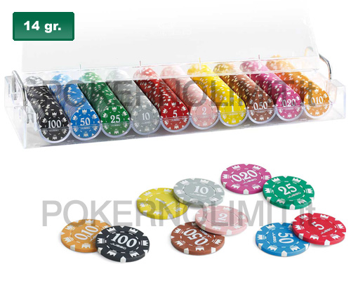 accessori di poker - set acrilico 490 fiches clay composite per cash games juego 14 grammi