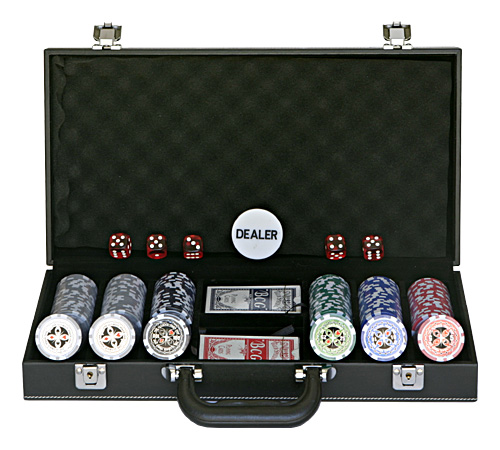 accessori di poker - valigetta pelle con 300 fiches clay