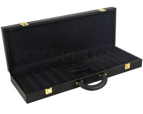 accessori di poker - valigetta poker portafiches pelle nera 500 chips