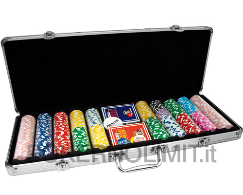 accessori di poker - valigetta set poker modiano standard 500 fiches con valori 14gr