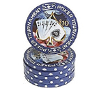 Fiches Poker Tournament Blu 10 - Blister 25 Chips Poker 11.5 gr.
