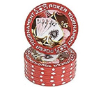 Fiches Poker Tournament Rosso 5 - Blister 25 Chips Poker 11.5 gr.