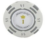 Monte Carlo - 25 Poker Fiches Clay 14 Gr. (Valore 1)